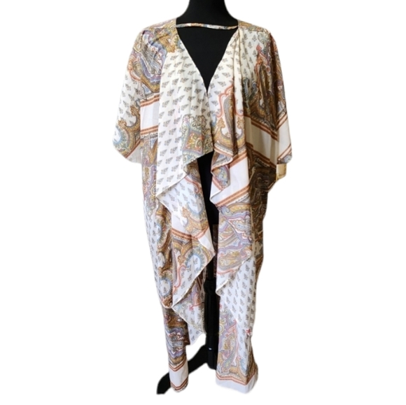 Umgee Paisley Bohemian Longline Duster Kimono - Picture 3 of 7